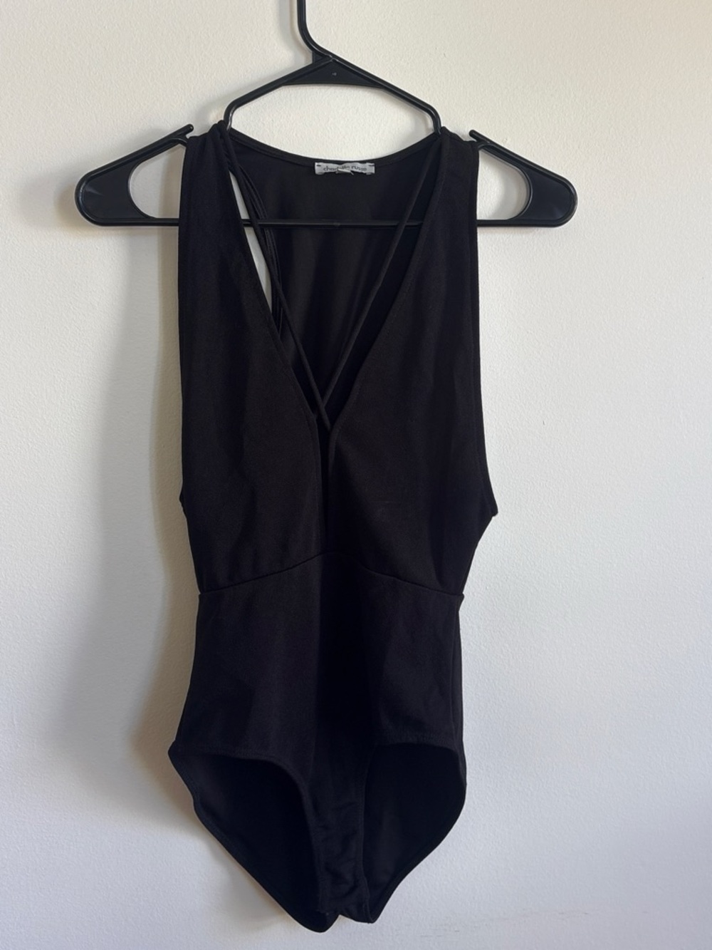 Charlotte Russe Black V-Neck Sleeveless Bodysuit